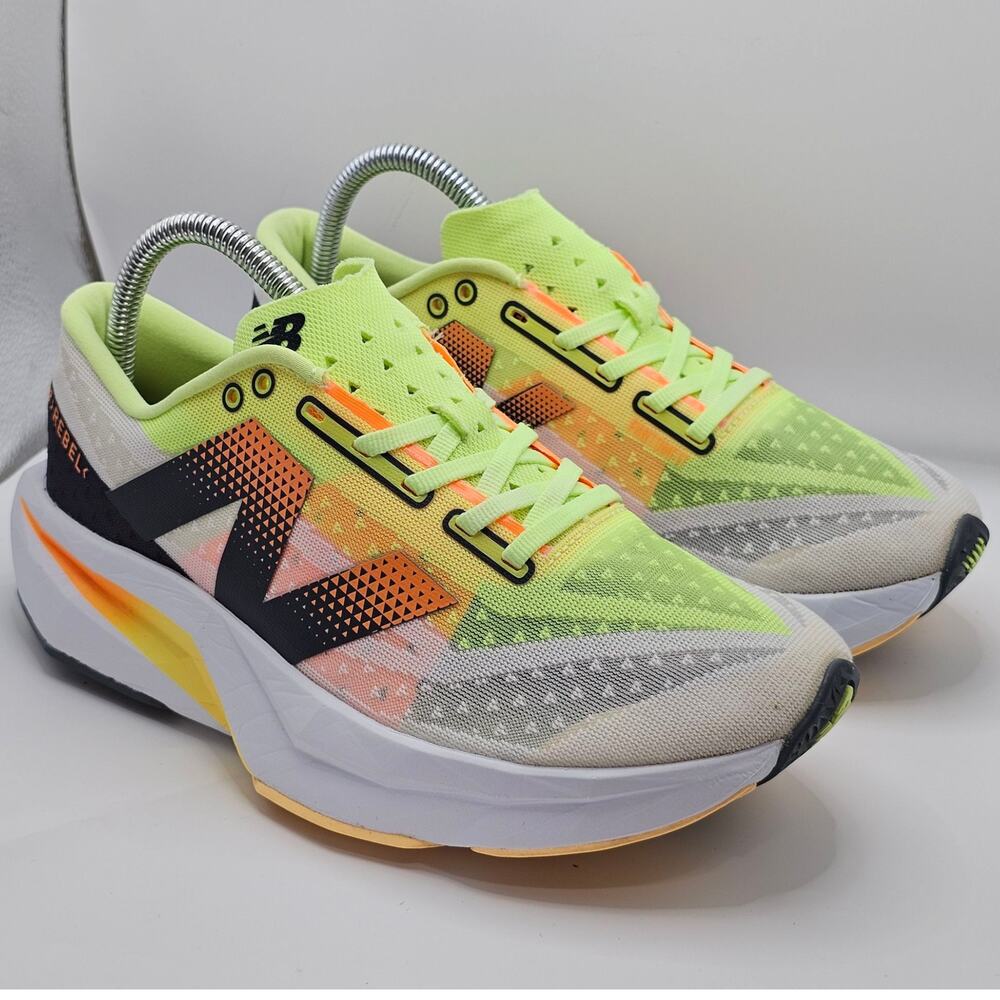 New Balance FuelCell Rebel v4 White Bleach Lime Glo Womens Size 9 UK 7 Running